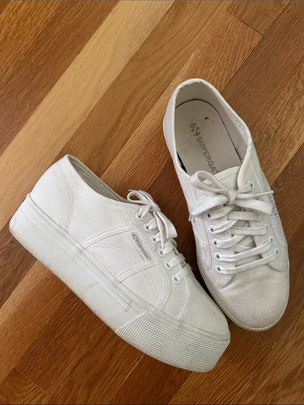 Superga White Low-Top Platform Canvas Sneakers